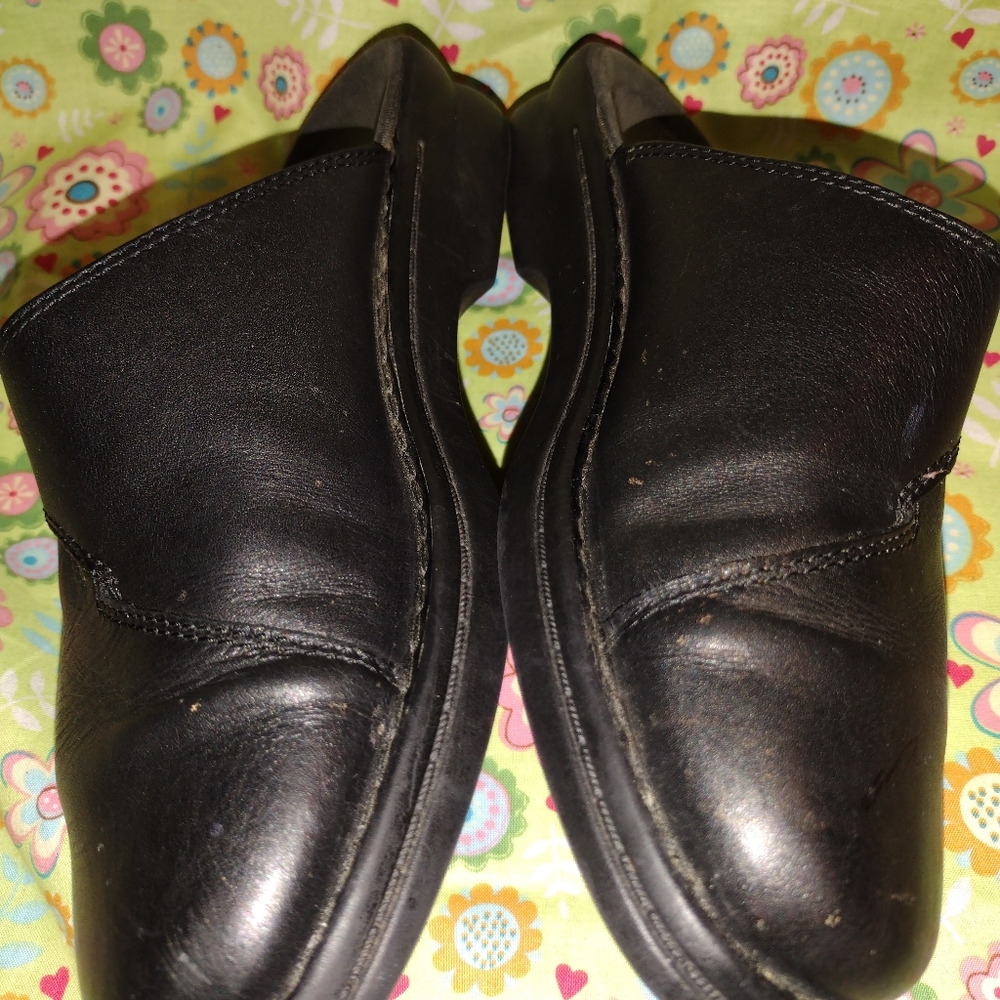 Clarks Black Leather Clogs#5275147